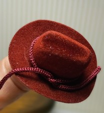 Miniature Dollhouse Deep DarkRed Cowboy Hat / 2" X 2 1/8" head size 7/8" X 3/4"