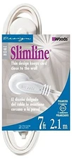 Woods Slimline 16/2 Flat Plug Extension Cord, 7Ft, White, 2236
