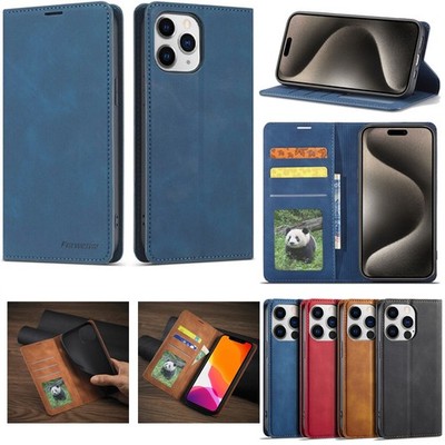 For iPhone 17e 16 15 14 13 12 11 Pro Max Plus XR Wallet Case Leather Flip Cover