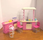 1990 Vintage Mattel Barbie Kitchen Partial Playset And Accessories