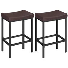 Bar Chairs, Set of 2 Counter Height Saddle Stools with Curved Surface, 24.8 I...