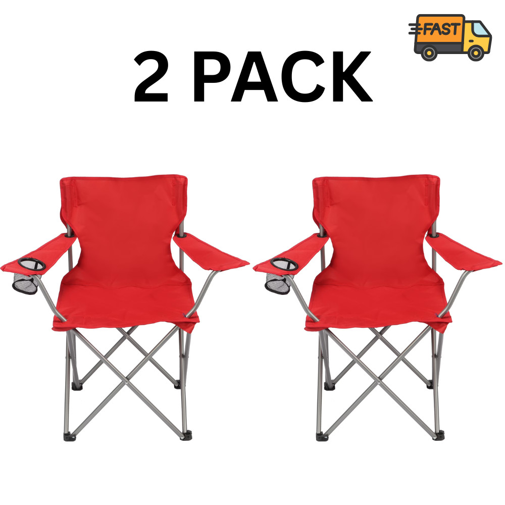 Red Quad Folding Chair 2 Pack Adult Outdoor Chairs