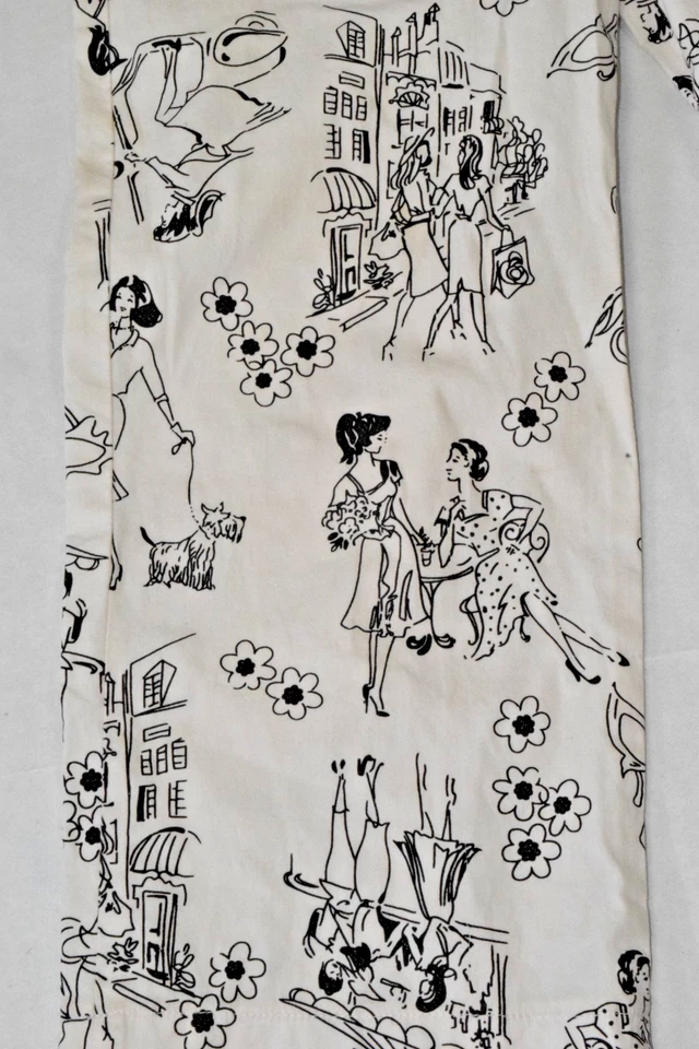 Vintage Kids Pants Maria Casero Size 7 90s Paris Cafe Sketch Scenes Made USA - Image 4 of 4