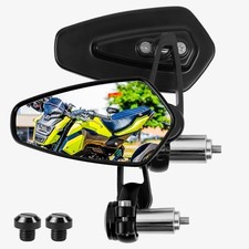 Bar End Mirrors - 7/8" Handlebar Aux Mirror 4X2" CNC Short Stem Arrow Black