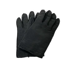 ARMANI COLLEZIONI - Black Leather Women's Gloves