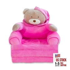 Kids Folding Chair   Plush Teddy Bear Fold Out Chair Bed for Toddlers   Pink