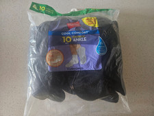Hanes Black 10 pair Extended Size Ankle Cushioned socks Size 8 - 12