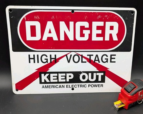 Danger High Voltage Metal Sign Keep Out American Electric Power 10x14"