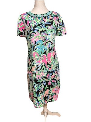 Lilly Pulizter Tamaya Dress Lets Get Wild Engineered Resort Travel Dress SZ M