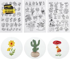 66 Pcs Water Soluble Embroidery Patterns Stick and Stitch Embroidery Designs Pap