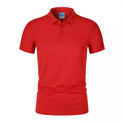 T-Shirt Herren Basic Polo Kragen Rot Slim Fit 3D0F65