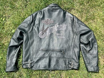 Vintage 06' Harley Davidson Men's Burnout Black Leather Motorcycle