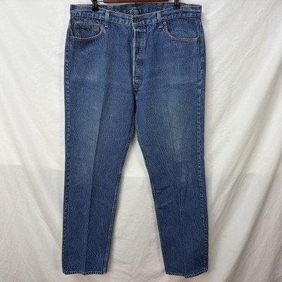 VINTAGE 80S LEVIS 501 0115 BUTTON FLY DENIM BLUE JEANS SIZE 36X34
