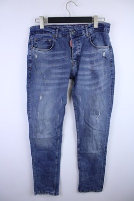 Dsquared2 Dean & Dan Caten Blue Solid Distressed Faded Button Fly Jeans Size 50