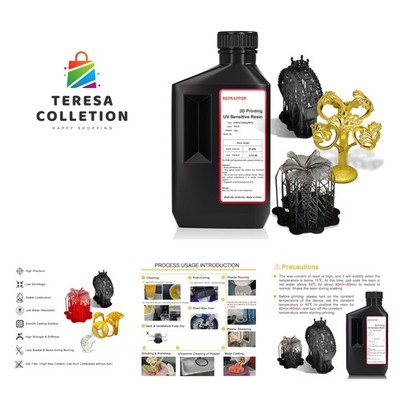 Casting 3D Printer Resin, Castable LCD UV-Curing 1kg 3D Printing Resin, Easy ...