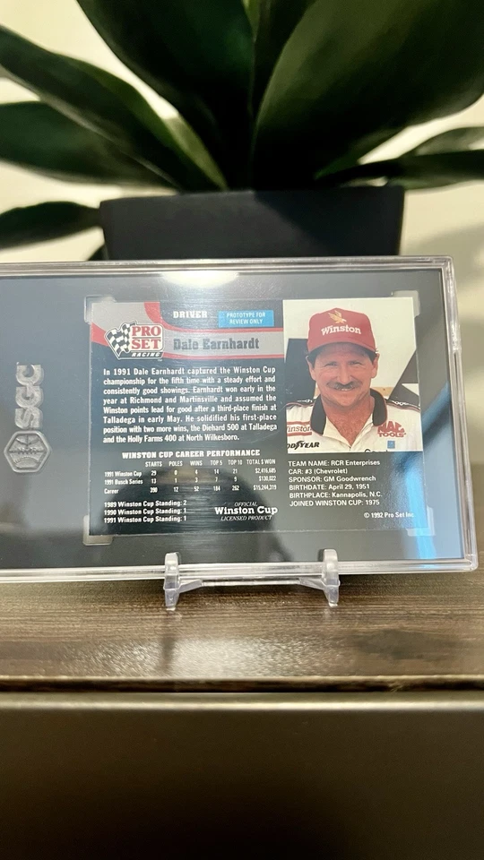 1992 Pro Set Dale Earnhardt Prototype SGC 10 - Image 2 of 2