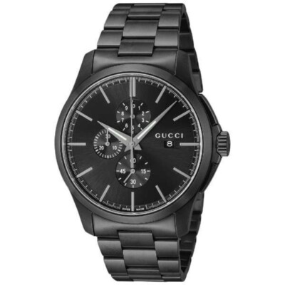 GUCCI ブラック アナログ時計 Gucci G-Timeless YA126274 Black Chronograph Quartz Men's Watch New