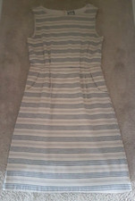 Seasalt Stone Blue Stripe Knee Length Linen &Cotton Dress Size 10 Ex. Con