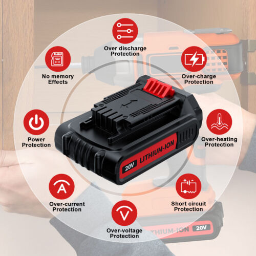 2Pack 20V Lithium-ion 3.5Ah Battery for BLACK&DECKER 20 Volt LBXR20 LBX20 LB20s - Picture 4 of 14