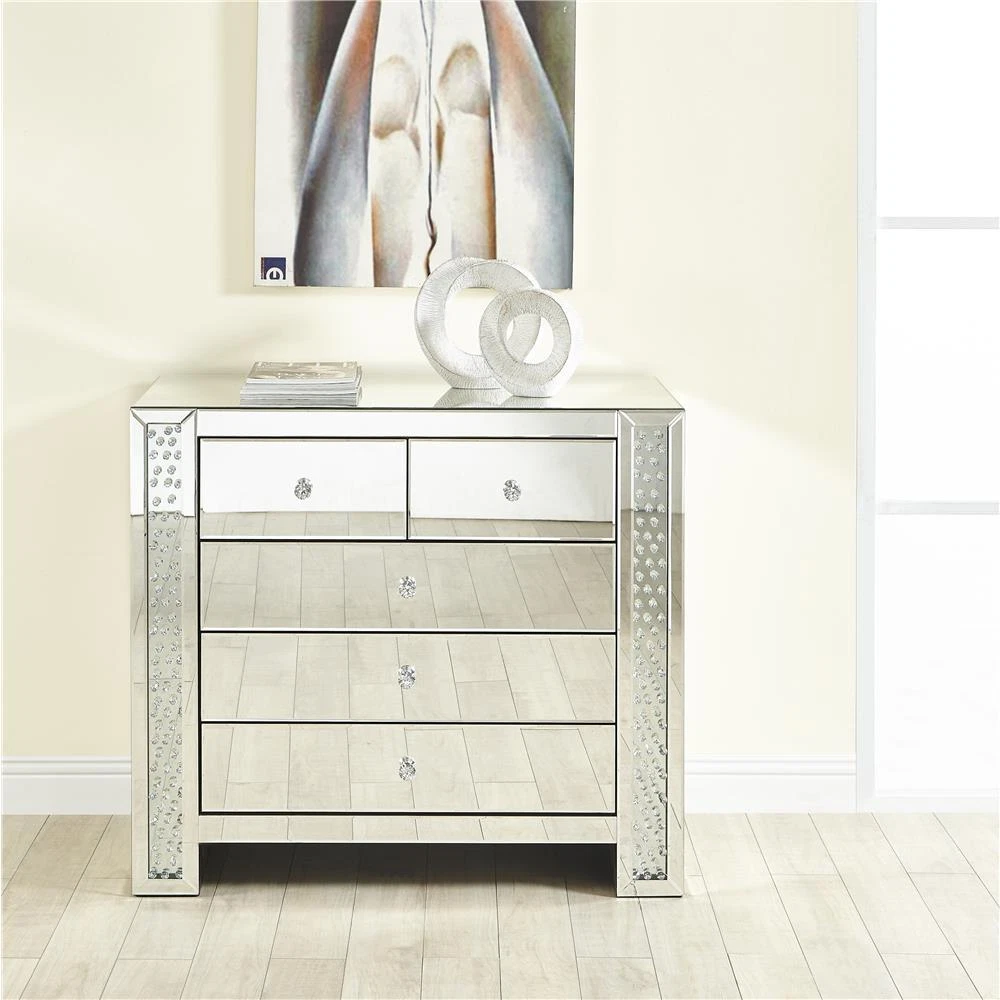 Mirrored dresser cheap with crystals