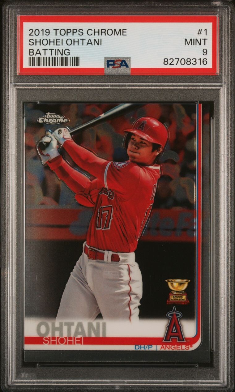 2019 SHOHEI OHTANI TOPPS CHROME #1 BATTING GOLD ROOKIE CUP ANGELS/DODGERS PSA 9