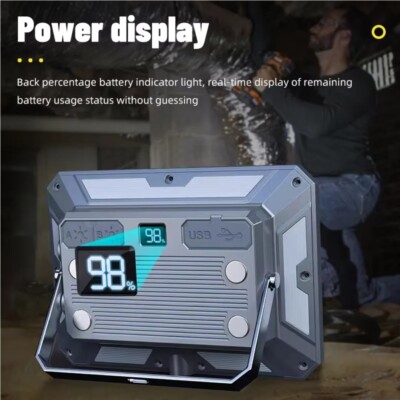 Magnetische 50W LED Arbeitsleuchte Wiederaufladbare USB Flutlampe mit Powerbank
