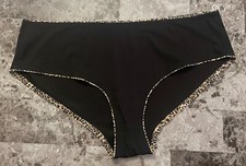 NWOT VICTORIA'S SECRET LARGE BLACK LEOPARD SMOOTH RARE NO SHOW HIPHUGGER PANTIES