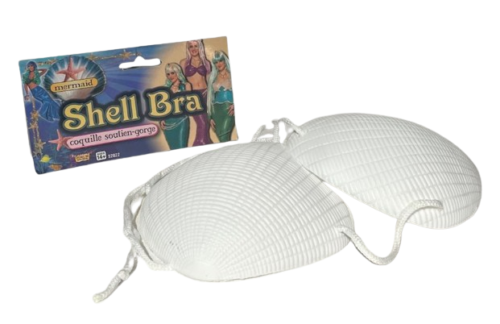 Adulto SIRENA SEA SHELL SUJETADOR Disfraz Luau Bikini Top Plástico Hawaiano Pequeño Blanco - Imagen 12 de 13