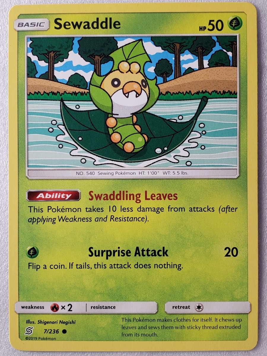 Sewaddle 7/236 - VLP / NM - Unified Minds Pokemon Card - Shigenori Negishi Art Sewaddle 7/236 - VLP / NM - Unified Minds Pokemon Card - Shigenori Negishi Art