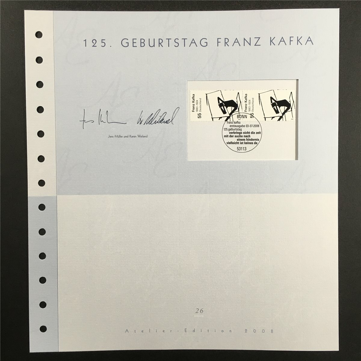 GERMANY ART-EDITION 2008/26 FRANZ KAFKA LITERATUR LITERATURE