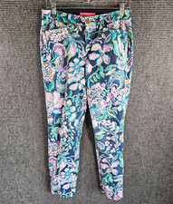 Lilly Pulitzer Size 8 Kelly Stretch Pant Navy She  s Got Sol Ankle High Tide