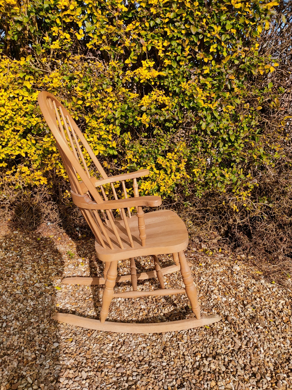 Vintage High Back Windsor Rocking Chair solid Beech eBay