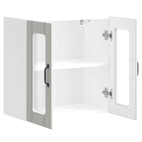 vidaXL Kitchen Wall Cabinet with Glass Door Lucca White Engineered Wood BMG - Picture 7 of 10