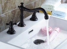 Black Oil Rubbed Brass Widespread Bathroom Sink Faucet Mixer Tap 3 Holes snf043