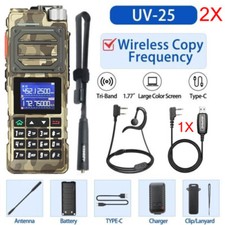 2X UV-25 FM WALKIE-TALKIE 136-174 220-260 400-520MHZ TRI-BAND TWO WAY RADIO KIT