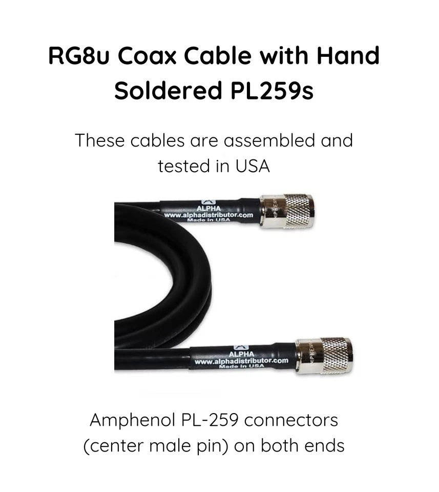 ALPHA - 25ft RG8u Coax Cable with AMPHENOL PL259s attached - Image 3 of 4