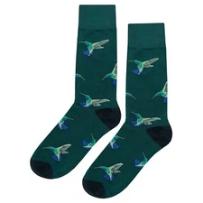 NWT Busy Hummingbird Dress Socks Novelty Men 8-12 Green Crazy Fun Sockfly