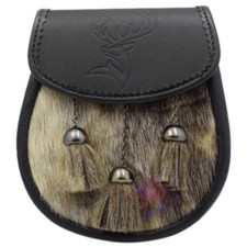 Semi Abito Kilt Sporran Cervo Goffrato Vera Pelle/Kilt Scozzese Sporran