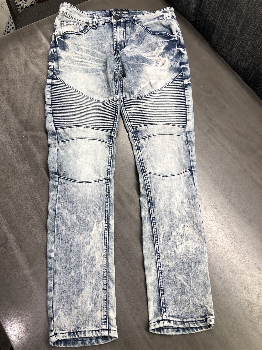 Encrypted Mens Biker Distressed Jean Pants 32x30 | eBay