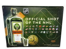 Metal NHL Jager Metal SIGN VERY Rare.   All NHL Teams 18x24 Mancave Bar decor