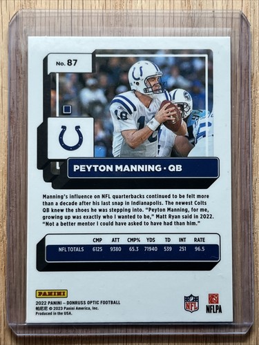 2022 Donruss Optic Football Peyton Manning Base #87 Colts - Picture 2 of 2
