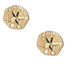 14K Yellow Gold Sand Dollar Post Stud Earrings 7mm