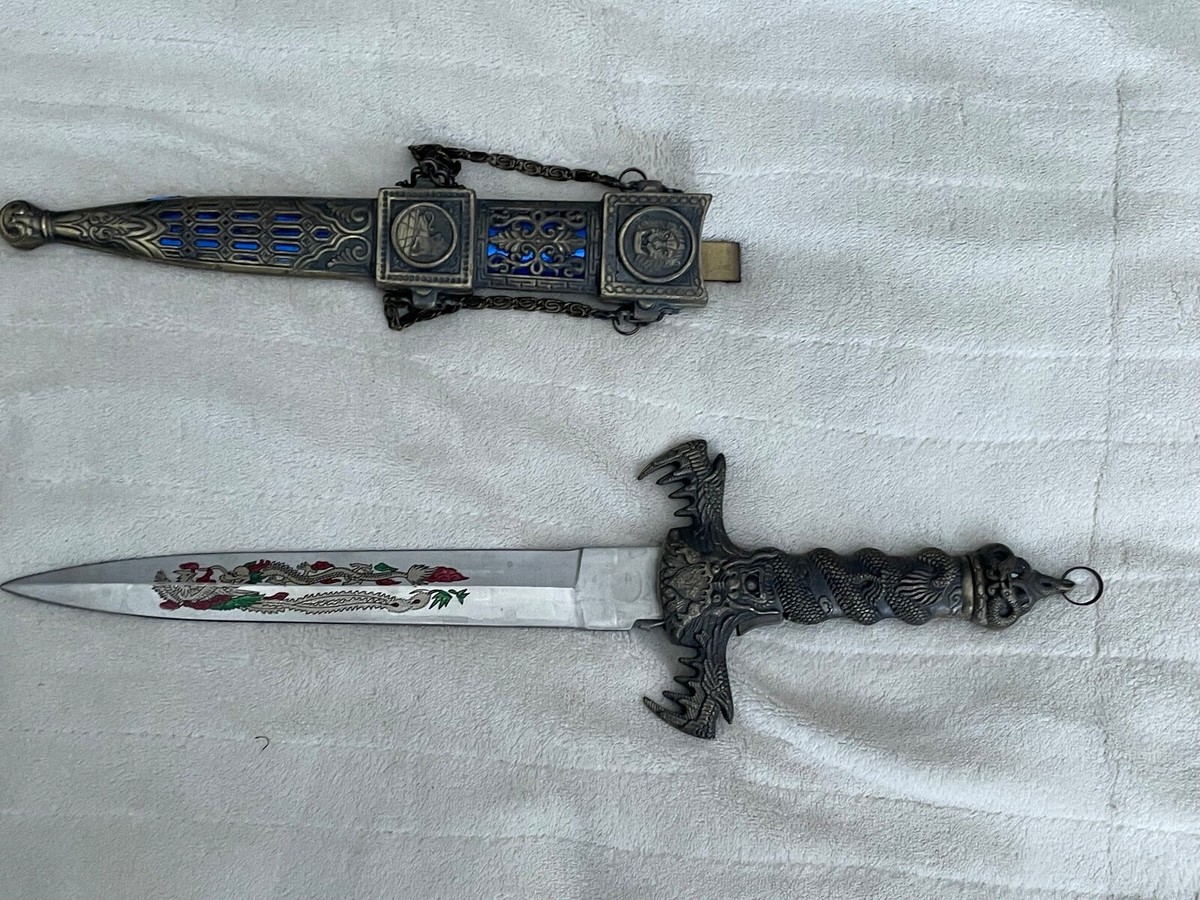 14.25 Lion Pride Gold Dragon Dagger Stainless Steel | eBay