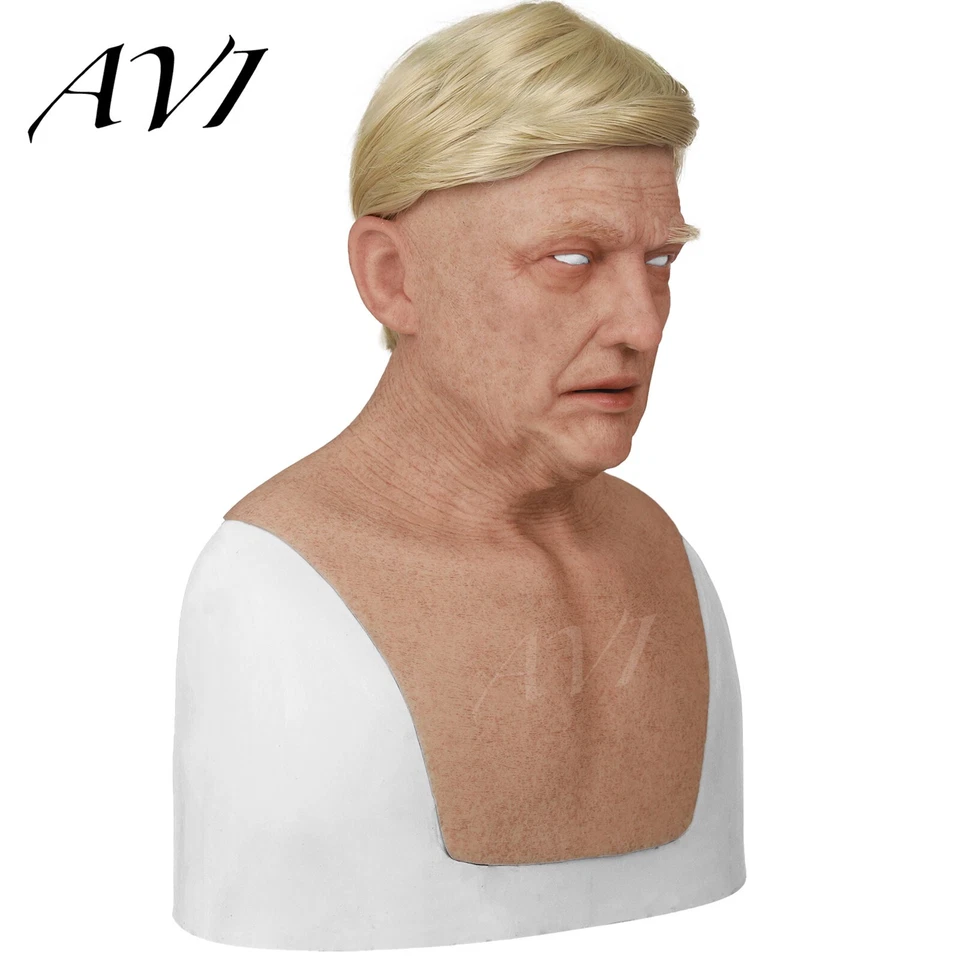 Avi Realistic Silicone Mask Old Man Mask Full Headwear Disguise Cosplay Mask - Image 2 of 4