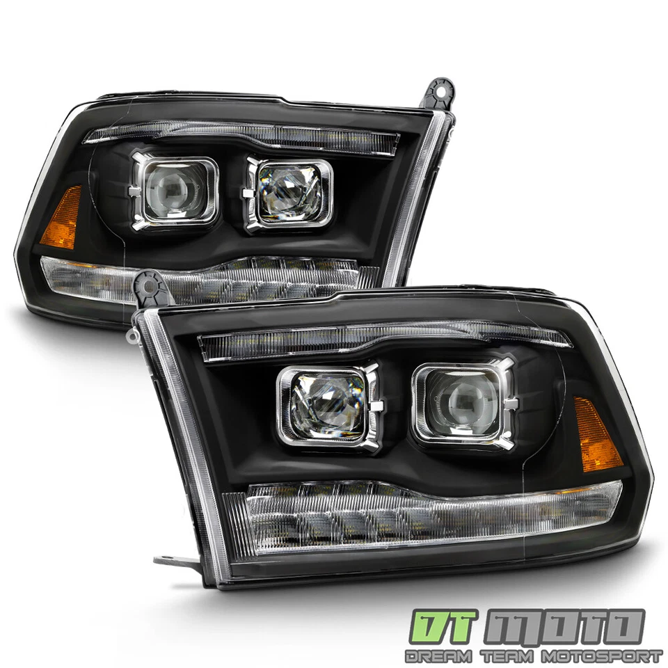 2009-2018 Dodge Ram 1500 2500 3500 Black LED DRL/Turn Dual Projector Headlights - Image 3 of 4