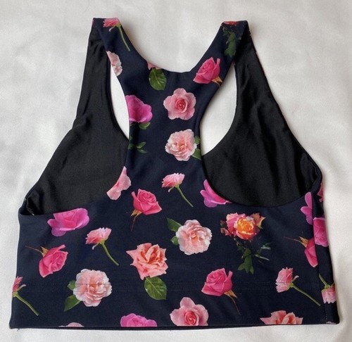 TEREZ Sports Bra Women XS Rorschach Test Athletic Pink Roses Style 2651 Running - Picture 2 of 7
