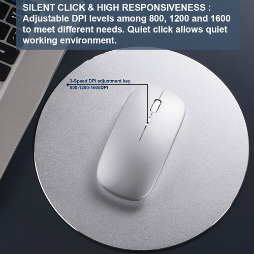 USB Optical Slim Mouse Wireless Rechargeable Bluetooth Mice Laptop iPad Computer - Picture 7 of 17
