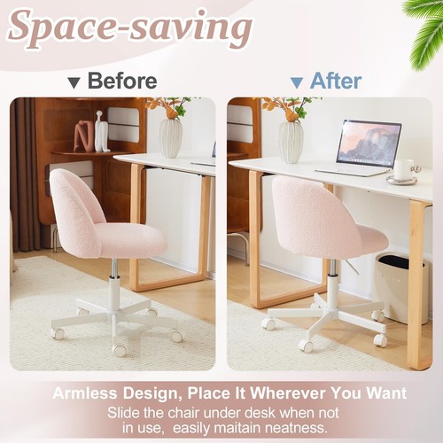 Home Vanity Chair Swivel Rolling Office Computer Task Chair Height Adjustable - Picture 7 of 14