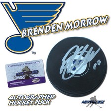 BRENDAN MORROW Signed ST LOUIS BLUES Puck w/COA 