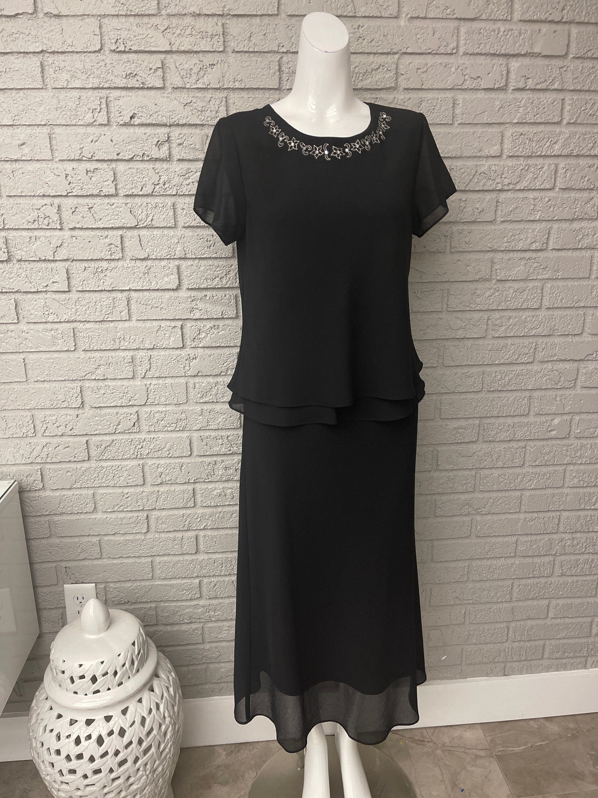 Dani Max Black Layered Short Sleeve 